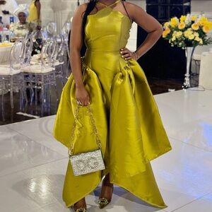 Chic High-Low Gold Dress